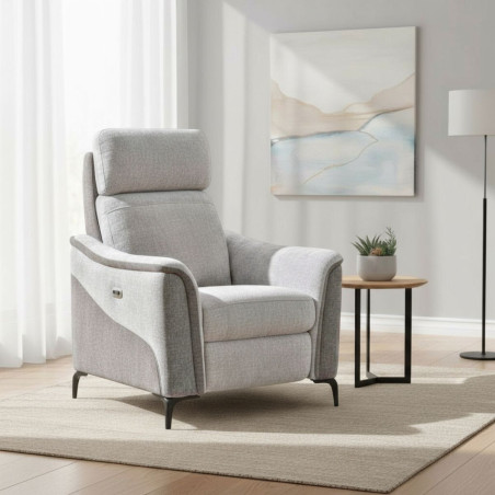 Fauteuil relax électrique tissu maillé ultra doux gris - SOLLYSOR