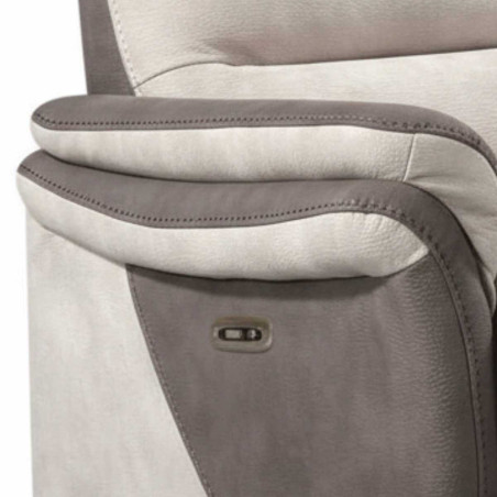 Fauteuil relax électrique tissu micro peau brun mastic - NADIROR