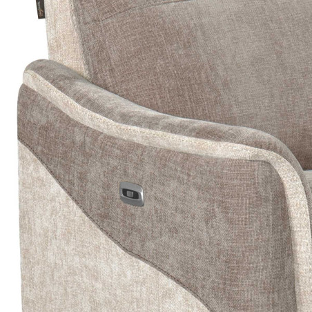 Fauteuil relax électrique tissu maillé bicolore moka et beige - SOLLYSOR