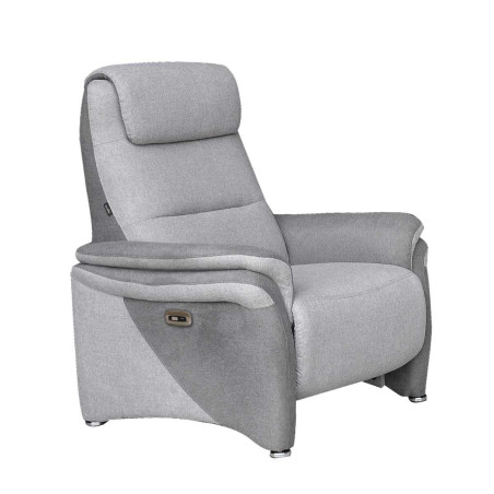 Fauteuil relax électrique tissu polyester gris clair et gris foncé- NADIROR