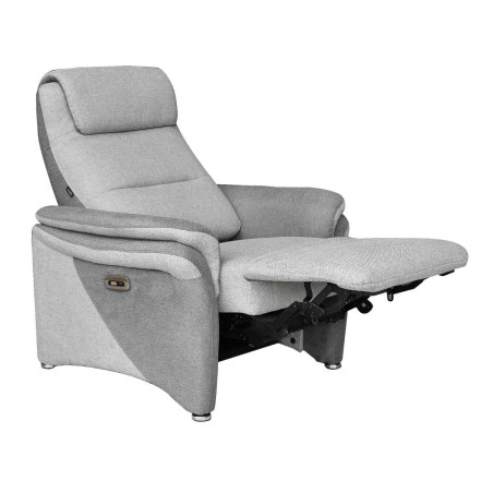 Fauteuil relax électrique tissu polyester gris clair et gris foncé- NADIROR