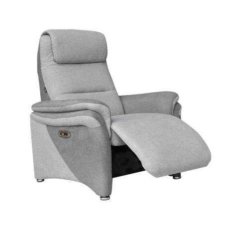 Fauteuil relax électrique tissu polyester gris clair et gris foncé- NADIROR