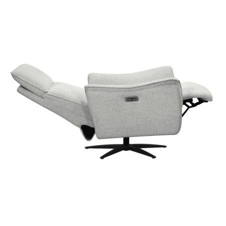 Fauteuil relax électrique pivotant bi-moteur tissu gris galet - PLYMOR