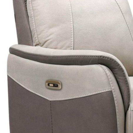 Fauteuil relax électrique tissu micro peau brun taupe/beige mastic- SANGYOR