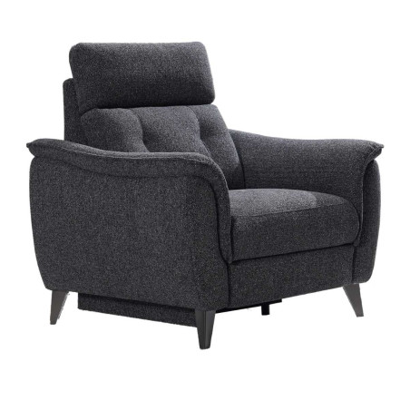 Fauteuil relax électrique tissu polyester gris carbone - PLYMOR