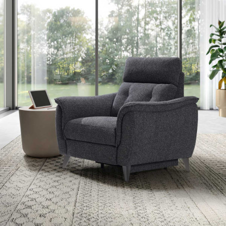 Fauteuil relax électrique tissu polyester gris carbone - PLYMOR