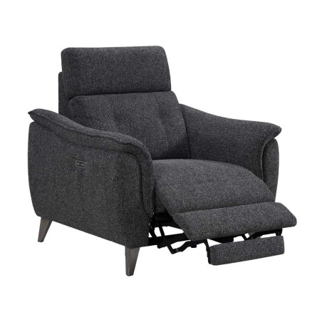 Fauteuil relax électrique tissu polyester gris carbone - PLYMOR