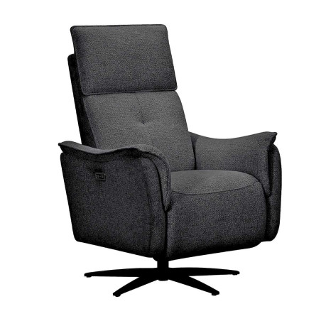 Fauteuil relax électrique pivotant bi-moteur tissu gris carbone - PLYMOR