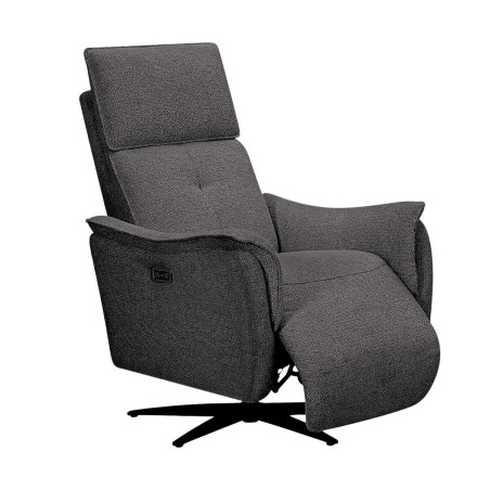 Fauteuil relax électrique pivotant bi-moteur tissu gris carbone - PLYMOR