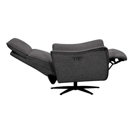 Fauteuil relax électrique pivotant bi-moteur tissu gris carbone - PLYMOR