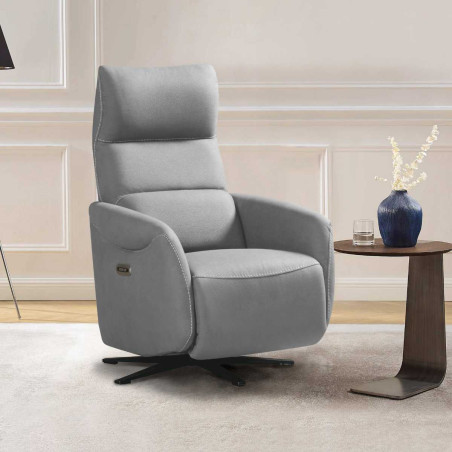 Fauteuil relax électrique pivotant gris clair - SMALKOR