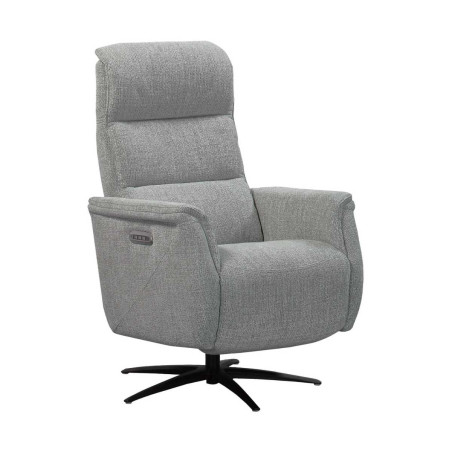 Fauteuil relax électrique pivotant tri-moteur tissu gris - JOHNYOR