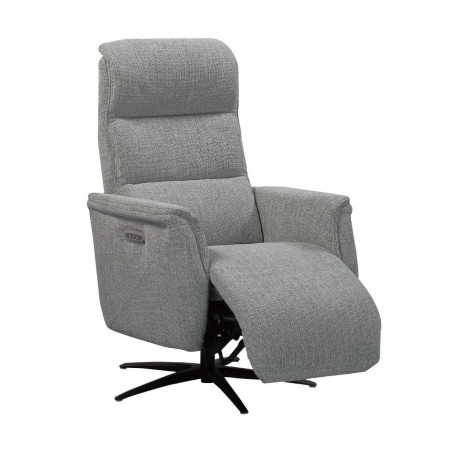 Fauteuil relax électrique pivotant tri-moteur tissu gris - JOHNYOR