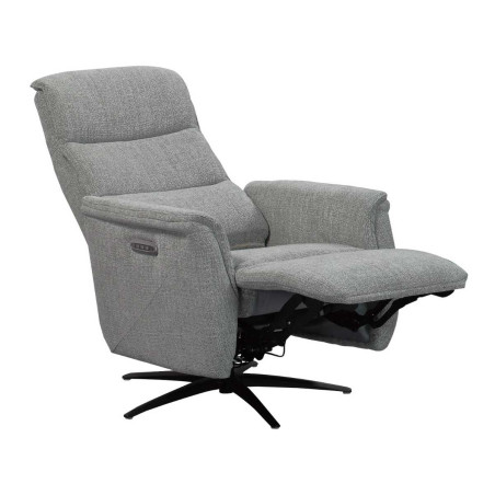 Fauteuil relax électrique pivotant tri-moteur tissu gris - JOHNYOR
