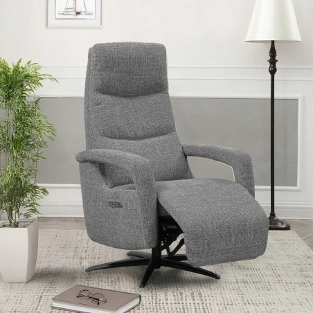Fauteuil relax électrique pivotant tri-moteur gris graphite - PAUWELOR