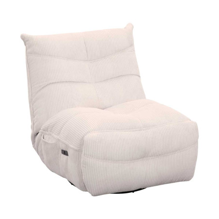 Fauteuil relax pivotant rocking-chair velours côtelé écru - JUMBOR
