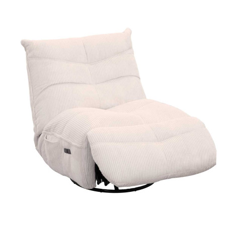Fauteuil relax pivotant rocking-chair velours côtelé écru - JUMBOR