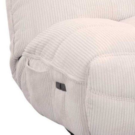 Fauteuil relax pivotant rocking-chair velours côtelé écru - JUMBOR