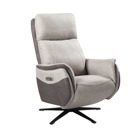 Fauteuil relax électrique pivotant brun taupe beige mastic - SANGYOR