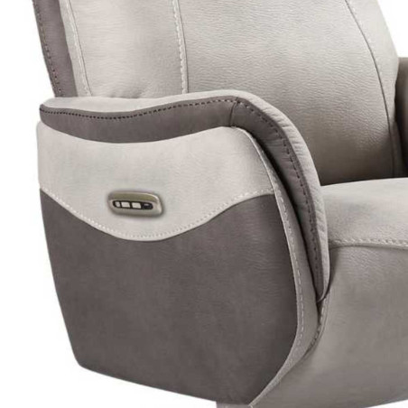 Fauteuil relax électrique pivotant brun taupe beige mastic - SANGYOR