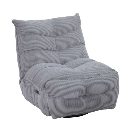 Fauteuil relax pivotant rocking-chair velours côtelé gris clair - JUMBOR