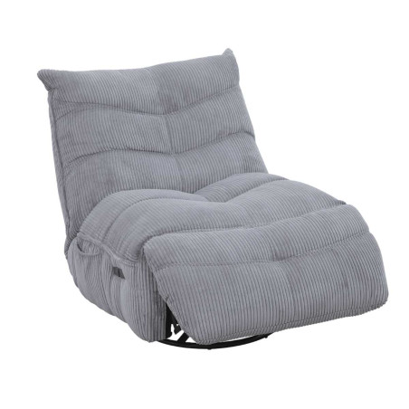 Fauteuil relax pivotant rocking-chair velours côtelé gris clair - JUMBOR