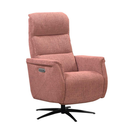 Fauteuil relax électrique pivotant tri-moteur tissu croisé brique - JOHNYOR