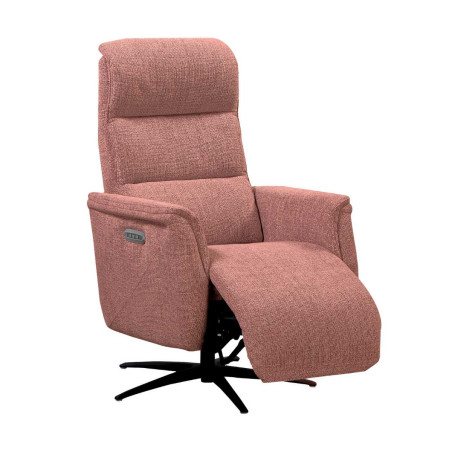 Fauteuil relax électrique pivotant tri-moteur tissu croisé brique - JOHNYOR