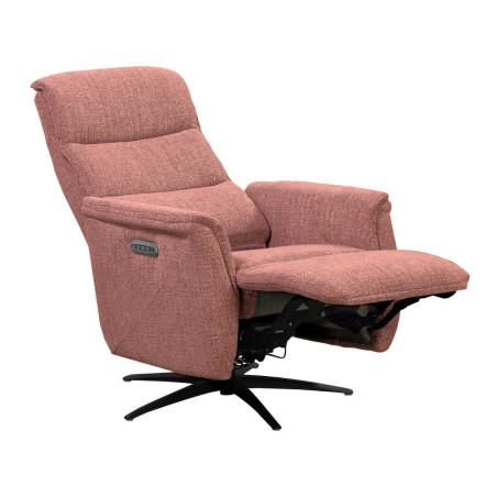 Fauteuil relax électrique pivotant tri-moteur tissu croisé brique - JOHNYOR