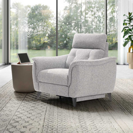 Fauteuil relax électrique tissu polyester gris galet - PLYMOR