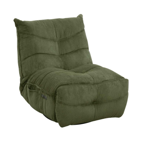 Fauteuil relax pivotant rocking-chair velours côtelé vert - JUMBOR