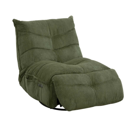 Fauteuil relax pivotant rocking-chair velours côtelé vert - JUMBOR