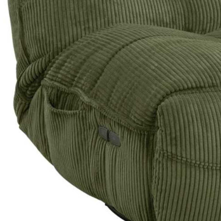 Fauteuil relax pivotant rocking-chair velours côtelé vert - JUMBOR
