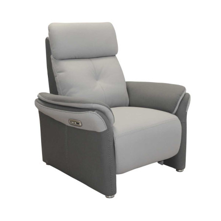 Fauteuil relax électrique tissu micro grain gris perle/gris plomb - DJINOR