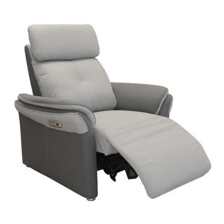 Fauteuil relax électrique tissu micro grain gris perle/gris plomb - DJINOR