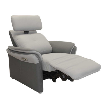 Fauteuil relax électrique tissu micro grain gris perle/gris plomb - DJINOR