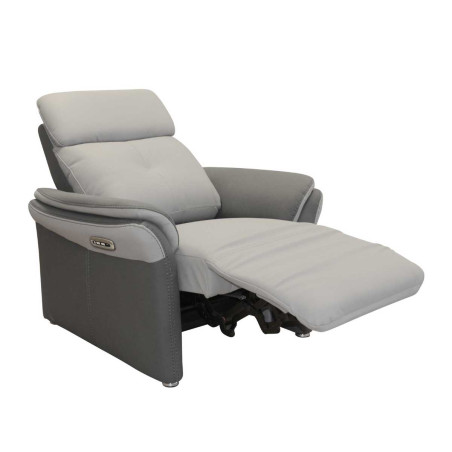 Fauteuil relax électrique tissu micro grain gris perle/gris plomb - DJINOR