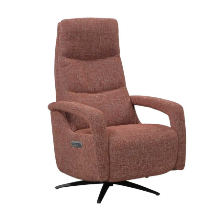 Fauteuil relax électrique pivotant tri-moteur tissu croisé brique- PAUWELOR