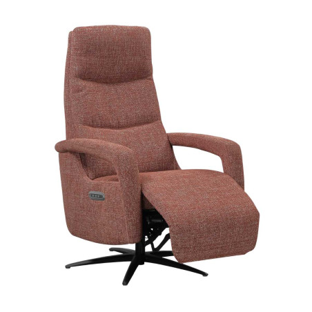 Fauteuil relax électrique pivotant tri-moteur tissu croisé brique- PAUWELOR