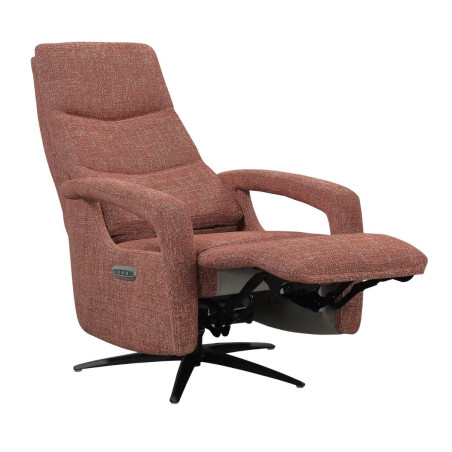 Fauteuil relax électrique pivotant tri-moteur tissu croisé brique- PAUWELOR