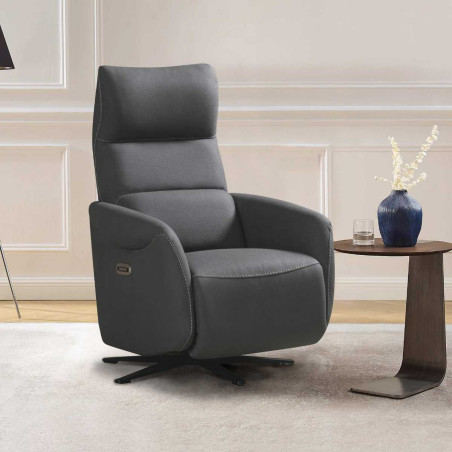 Fauteuil relax électrique pivotant gris foncé - SMALKOR