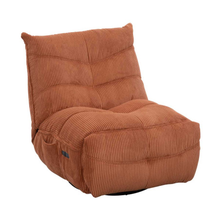 Fauteuil relax pivotant rocking-chair velours côtelé terracotta - JUMBOR