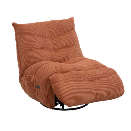 Fauteuil relax pivotant rocking-chair velours côtelé terracotta - JUMBOR