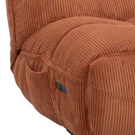Fauteuil relax pivotant rocking-chair velours côtelé terracotta - JUMBOR