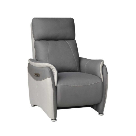 Fauteuil relax électrique tissu micro grain bi-colore gris - SANGYOR