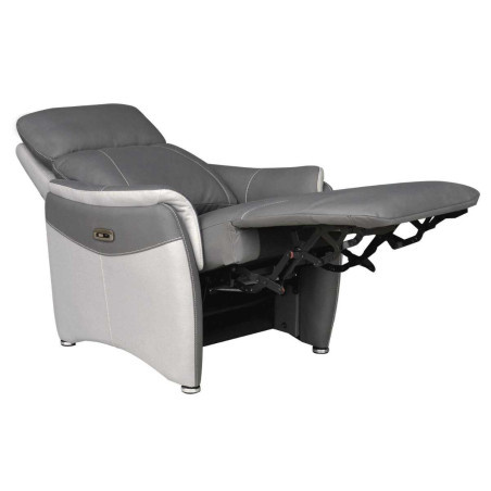 Fauteuil relax électrique tissu micro grain bi-colore gris - SANGYOR