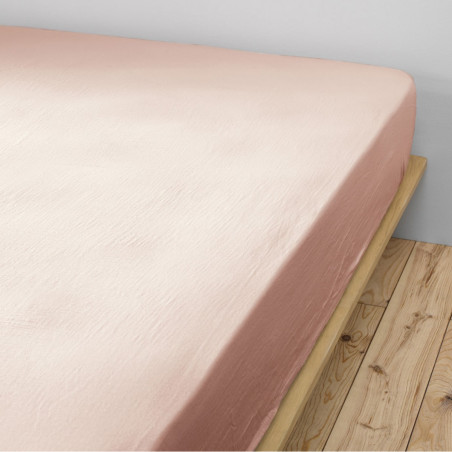 Drap Housse 160x200cm Gaze de Coton Guimauve - OUREO