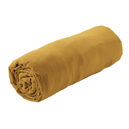 Drap Housse 90x190cm Gaze de Coton Safran - OUREO