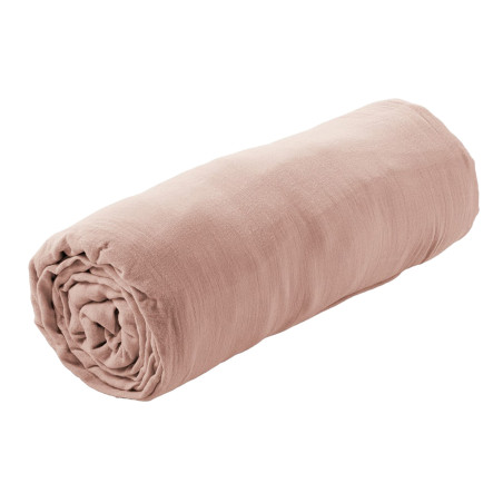 Drap Housse 180x200cm Gaze de Coton Guimauve - OUREO