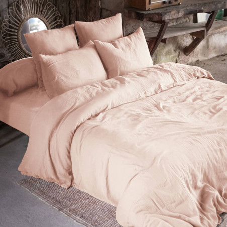 Drap Housse 180x200cm Gaze de Coton Guimauve - OUREO